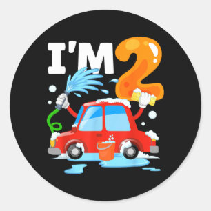 Autowas 2 Twee Jaar Oude Kinderen 2e Verjaardagsfe Ronde Sticker