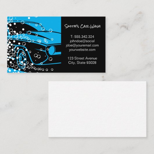 Autowas | Auto-autogegevens | Reinigingsdienst Visitekaartje (Voorkant / Achterkant)