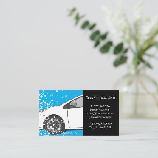 Autowas | Auto | Bellen Visitekaartje (Staand voorkant)