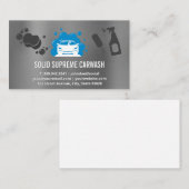 Autowas | Auto en bellen | Metalen achtergrond Visitekaartje (Voorkant / Achterkant)