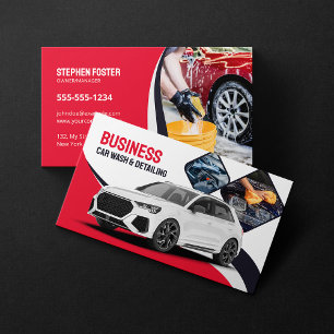 Autowas Autodetailing Schoonmaken Automotive Rood Visitekaartje