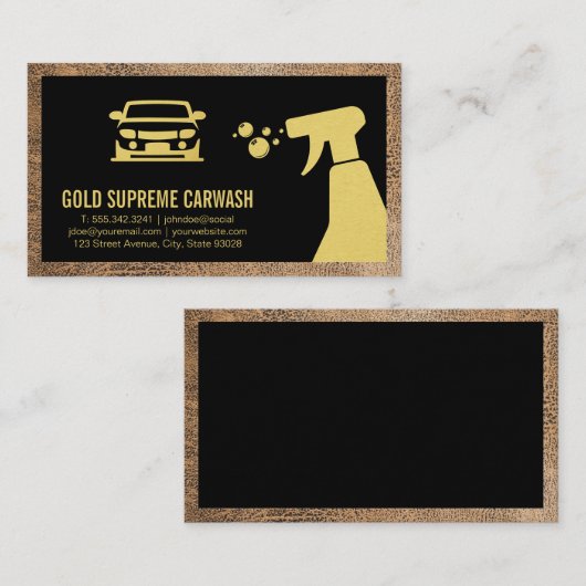 Autowas | Automatische gegevens | Ledertextuurgren Visitekaartje (Voorkant / Achterkant)