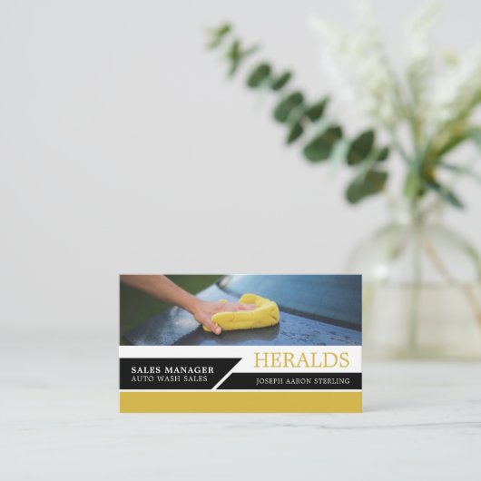Autowas, automatische was, reinigingsservice visitekaartje (Staand voorkant)