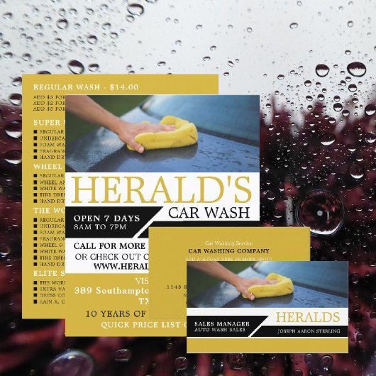 Autowas, automatische was, reinigingsservice visitekaartje