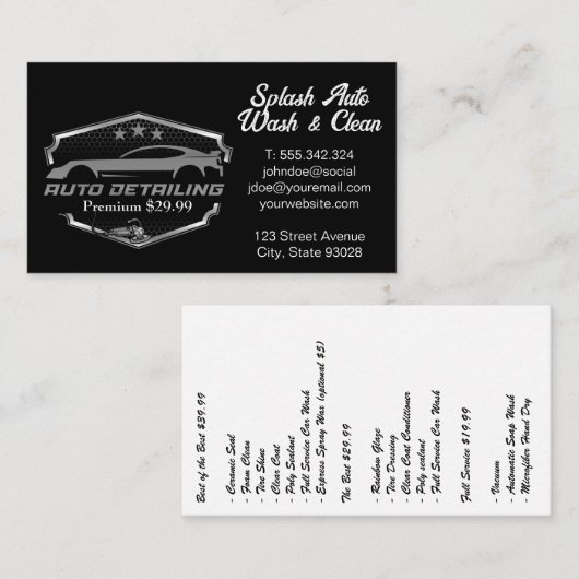 Autowas Autowas Detailing | Schoonmaakdienst Visitekaartje (Voorkant / Achterkant)