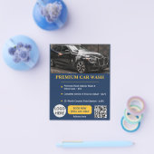 Autowas Bewerkbare Premium Sjabloon Navyblauw Goud Flyer (Enkel)
