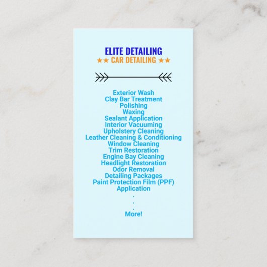 Autowas- en autodetailleringsservices, moderne QR- Visitekaartje (Achterkant)