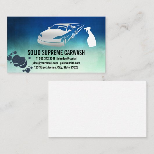 Autowas en details | Spray en spons Visitekaartje (Voorkant / Achterkant)