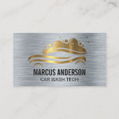 Autowas Logo | Metaalachtig Visitekaartje (Voorkant)