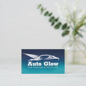 Autowas met automatische informatie over mobiele a visitekaartje (Staand voorkant)