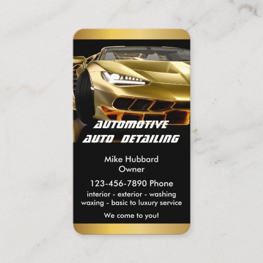 Autowas met automatische specificatie van de goude visitekaartje (Voorkant)