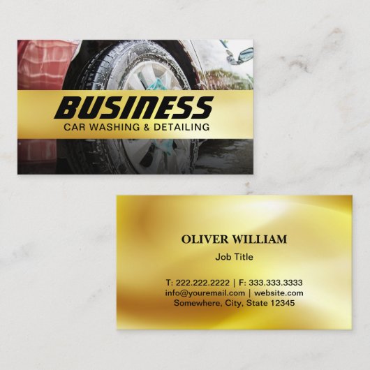 Autowas met automatische specificatie van de goude visitekaartje (Voorkant / Achterkant)