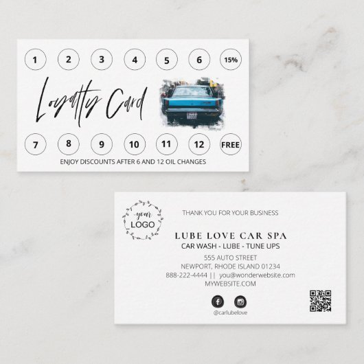 *~* Autowas - Olieprijs QR LOGO - Hartelijk dank Klantenkaartje (Voorkant / Achterkant)