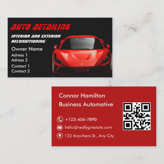 Autowas Professioneel Autodetailing QR-code Visitekaartje (Voorkant / Achterkant)