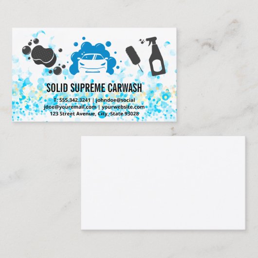 Autowas | Schoonmaakmiddelen | Zeepbellen Visitekaartje (Voorkant / Achterkant)