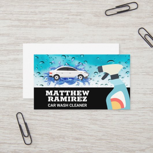 Autowas | spuitbus visitekaartje (Voorkant / Achterkant in situ)