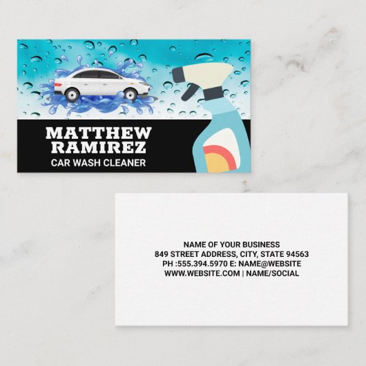 Autowas | spuitbus visitekaartje (Voorkant / Achterkant)