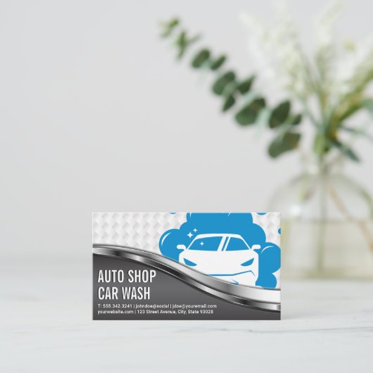 Autowas | Zeepbellen Autoreiniging Visitekaartje (Staand voorkant)