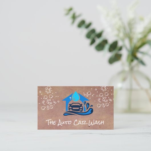 Autowasbellen en autoservice visitekaartje (Staand voorkant)