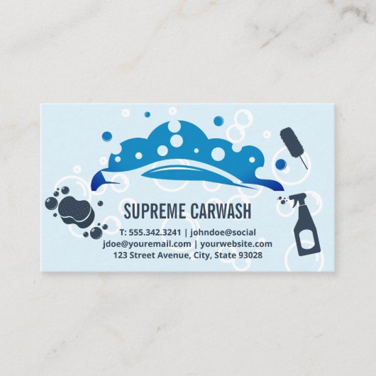 Autowasbellen Logo | Reinigingsmiddelen Visitekaartje (Voorkant)