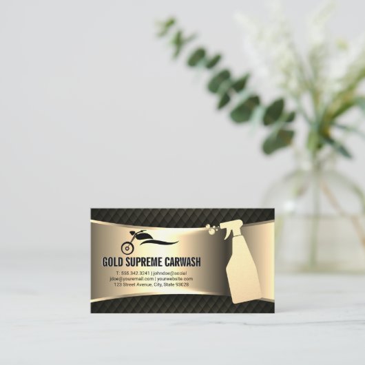 Autowash Service Gold Metallic Visitekaartje (Staand voorkant)