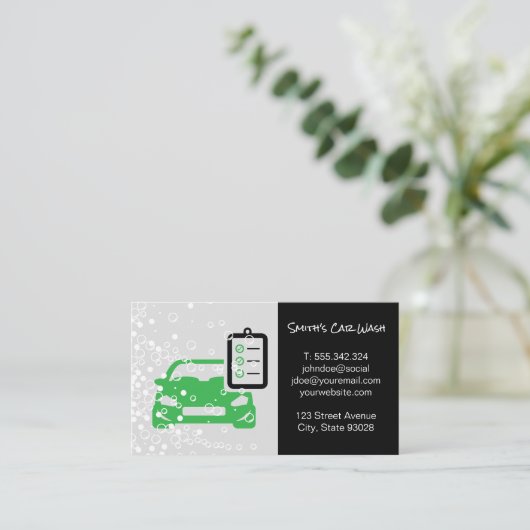 autowasplaats |Checklist | schoonmaakdienst Visitekaartje (Staand voorkant)