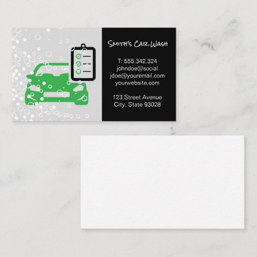 autowasplaats |Checklist | schoonmaakdienst Visitekaartje (Voorkant / Achterkant)