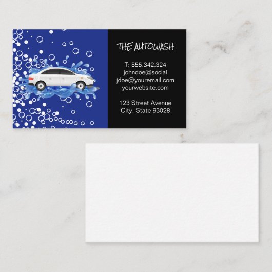 autowasplaats | schoonmaakdienst | Auto in het wat Visitekaartje (Voorkant / Achterkant)