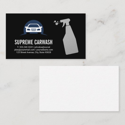 autowasplaats | spuitfles visitekaartje (Voorkant / Achterkant)
