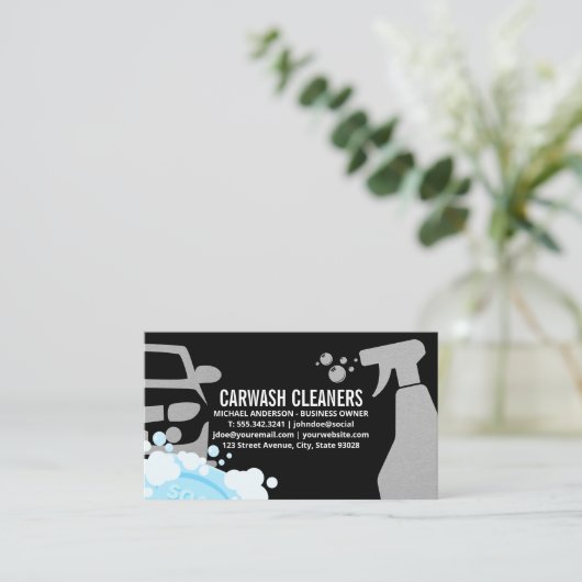 Autowasreinigers | Zeepbellen Visitekaartje (Staand voorkant)