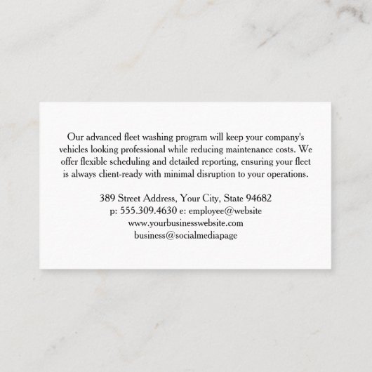Autowasreiniging | Zeepbellen | Auto Care Visitekaartje (Achterkant)