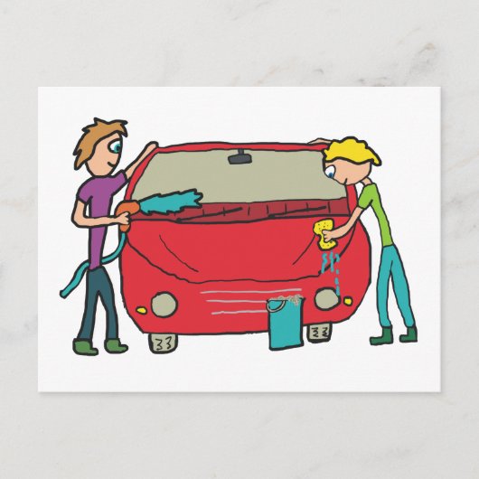 Autowassen Briefkaart (Voorkant)