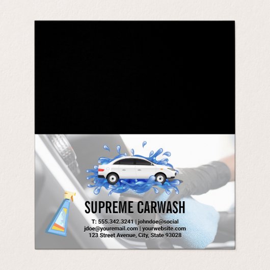 autowasserette | Auto Detailing Interieur Schoonma Visitekaartje (Buitenkant ongevouwen)