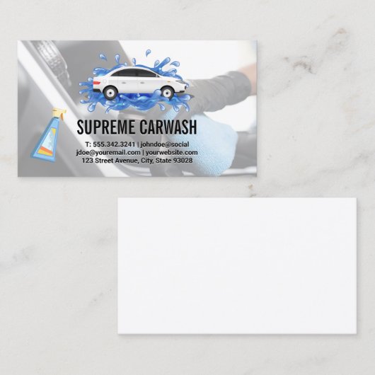 autowasserette | Auto Detailing Interieur Schoonma Visitekaartje (Voorkant / Achterkant)