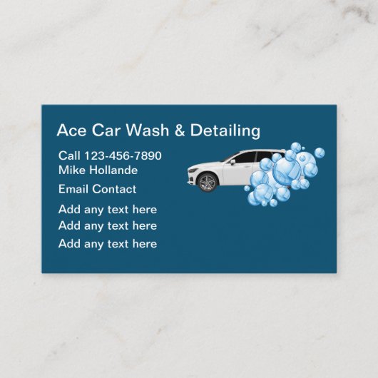 Autowasserette en detailleerde Visitekaartjes (Voorkant)