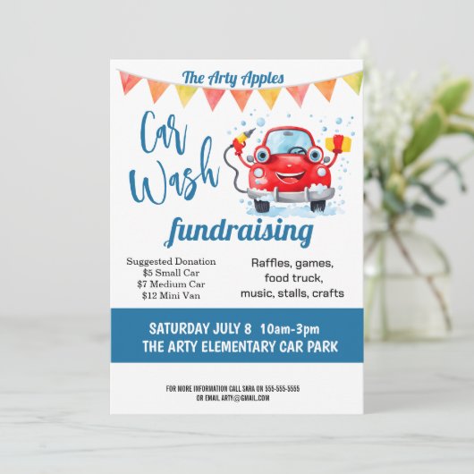 autowasserette fondsenwerving PTA PTO kerk Kaart (Staand voorkant)