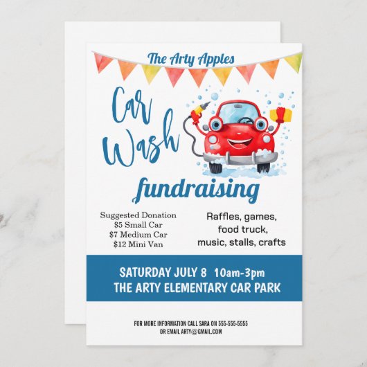 autowasserette fondsenwerving PTA PTO kerk Kaart (Voorkant / Achterkant)