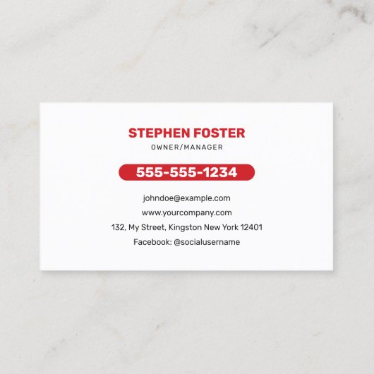 Autowasserette het Schoonmaken Auto detailing Rood Visitekaartje (Achterkant)