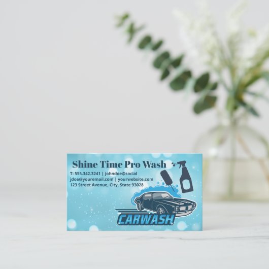 Autowasserette | Reinigingsmiddelen Visitekaartje (Staand voorkant)