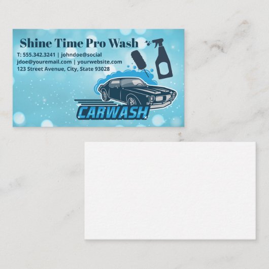 Autowasserette | Reinigingsmiddelen Visitekaartje (Voorkant / Achterkant)