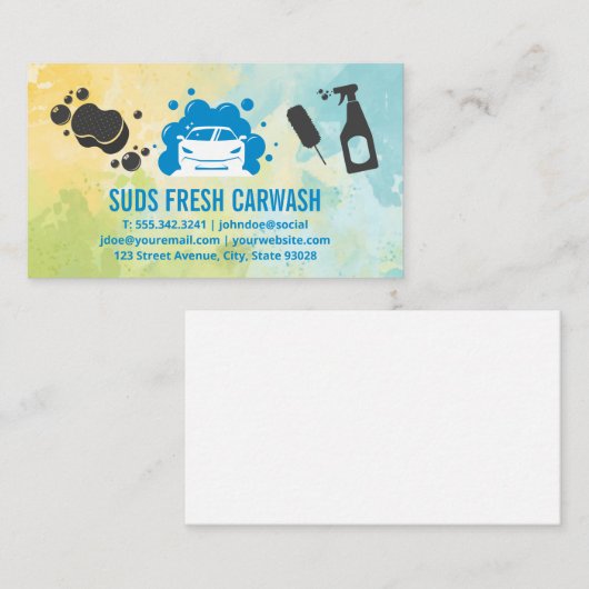 Autowasserij | Auto Diensten | Schoonmaakmiddelen Visitekaartje (Voorkant / Achterkant)
