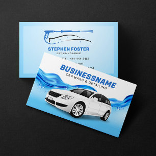 Autowasserij Autodetailing Autowasbeurt Blauw Visitekaartje