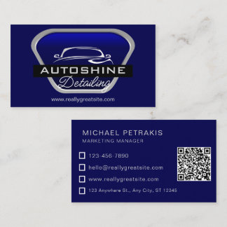 Autowasserij en autodecoratie Modern blauw Visitekaartje