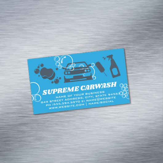 Autowasserij schoonmaakbenodigdheden | Zeepbellen Magnetisch Visitekaartje (Voorbeeld)