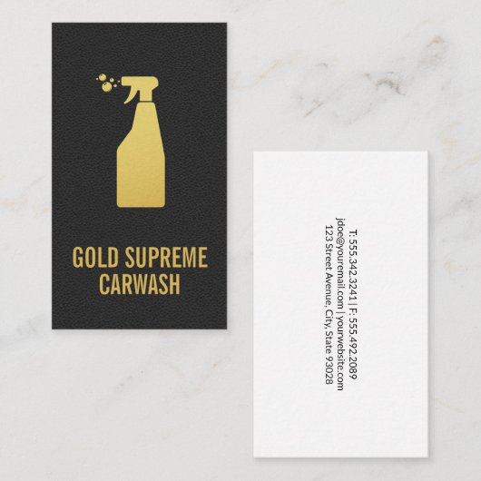 Autowasserijservice | Leren Achtergrond Visitekaartje (Voorkant / Achterkant)