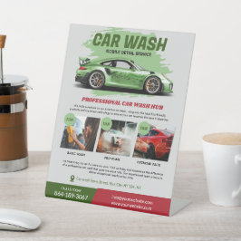 Autowasservices Reclamebord Met Voetstuk