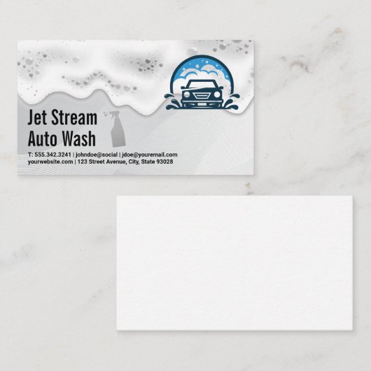 Autowasservices | zeepschuim visitekaartje (Voorkant / Achterkant)