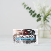 Autowassing en automatisch informatie over blauw e visitekaartje (Staand voorkant)