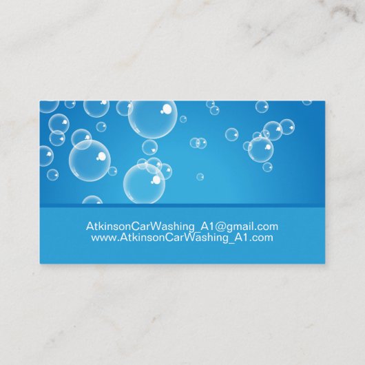 Autowassing met vermelding van blauw waterbubbeltj visitekaartje (Achterkant)