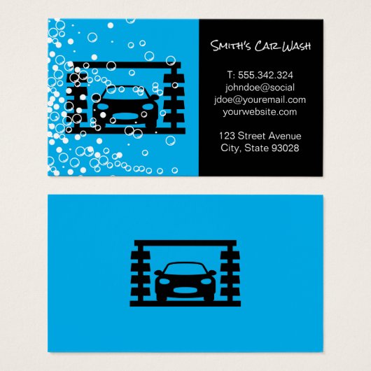 Autowasstraat reinigingsdienst visitekaartje (Voorkant /achterkant)